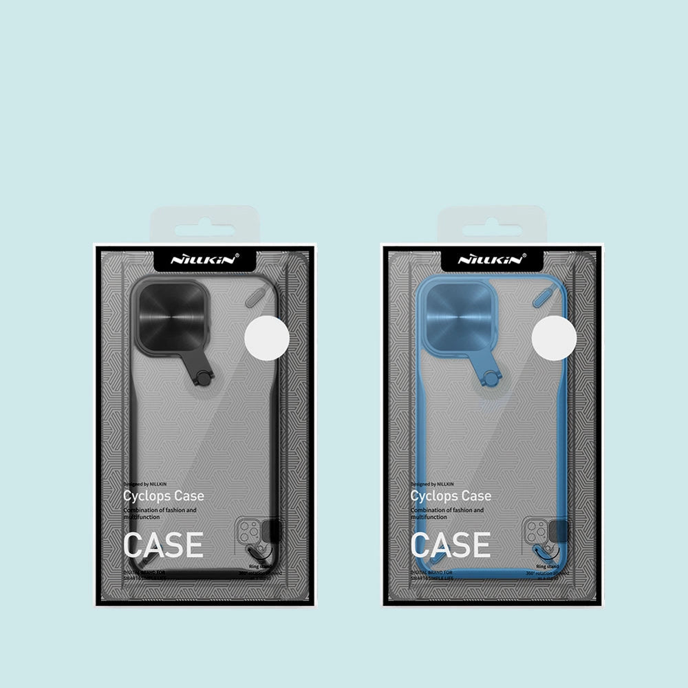 Nillkin Cyclops Case robuste Hülle mit Kameraabdeckung und faltbarem Ständer für iPhone 13 Pro Max schwarz