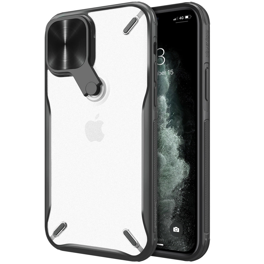 Nillkin Cyclops Case robuste Hülle mit Kameraabdeckung und faltbarem Ständer für iPhone 13 Pro Max schwarz