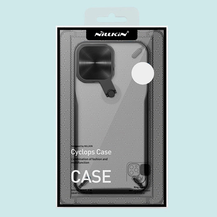 Nillkin Cyclops Case robuste Hülle mit Kameraabdeckung und faltbarem Ständer iPhone 13 Pro schwarz
