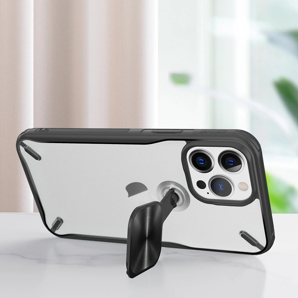 Nillkin Cyclops Case robuste Hülle mit Kameraabdeckung und faltbarem Ständer iPhone 13 Pro schwarz