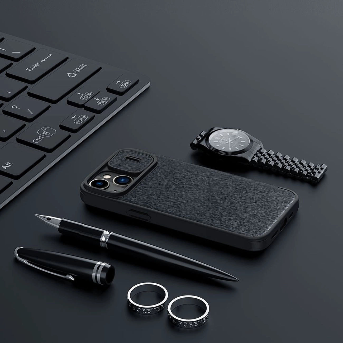 Nillkin Qin Cloth Pro Case Hülle für iPhone 14 Plus Kamera Cover Holster Cover Flip Case Blau