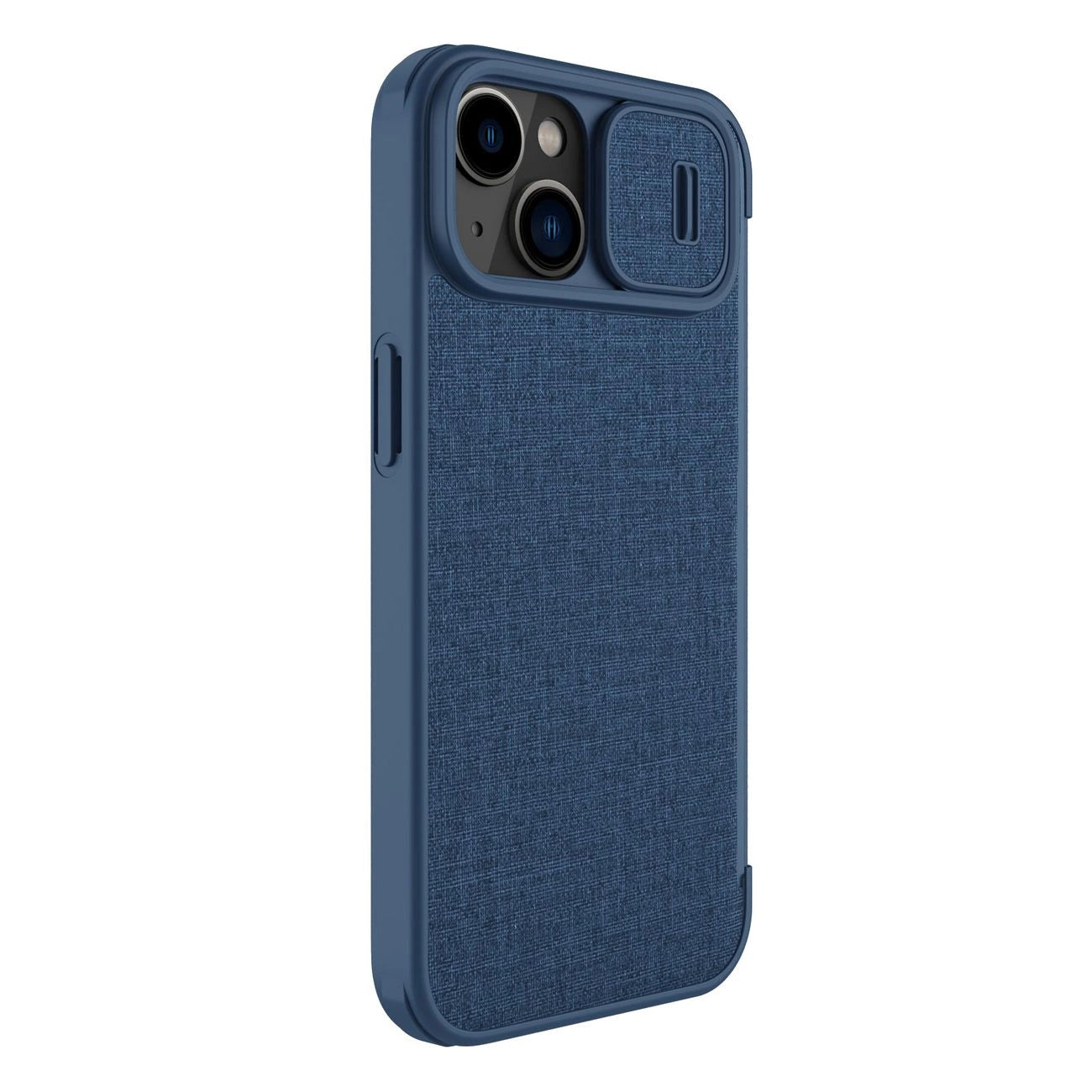 Nillkin Qin Cloth Pro Case Hülle für iPhone 14 Plus Kamera Cover Holster Cover Flip Case Blau