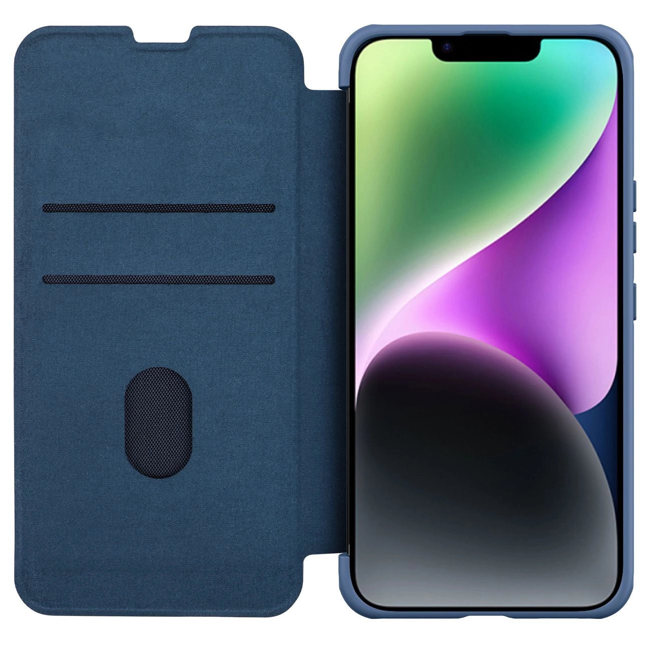 Nillkin Qin Cloth Pro Case Hülle für iPhone 14 Plus Kamera Cover Holster Cover Flip Case Blau
