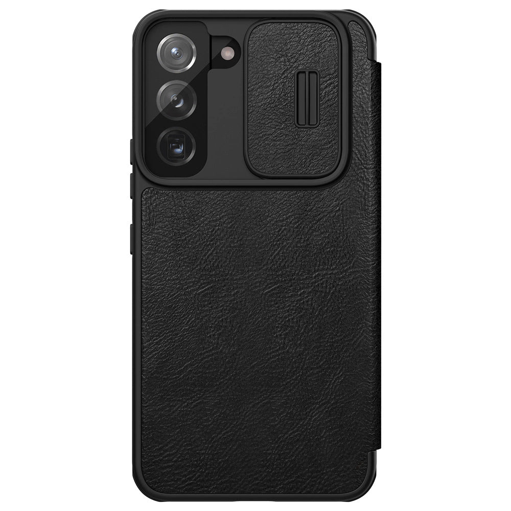 Nillkin Qin Leder Pro Case Hülle für Samsung Galaxy S22+ (S22 Plus) Kameraschutz Holster Cover Flip Case Schwarz