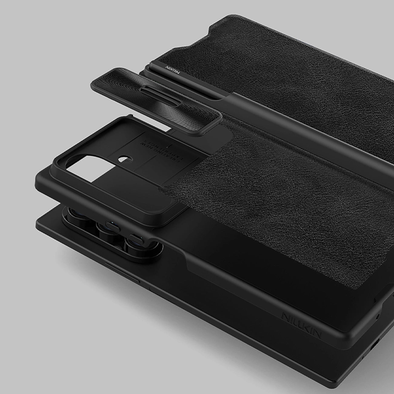 Nillkin Qin Pro Hülle für Samsung Galaxy Z Fold 7 mit S Pen Space - Schwarz