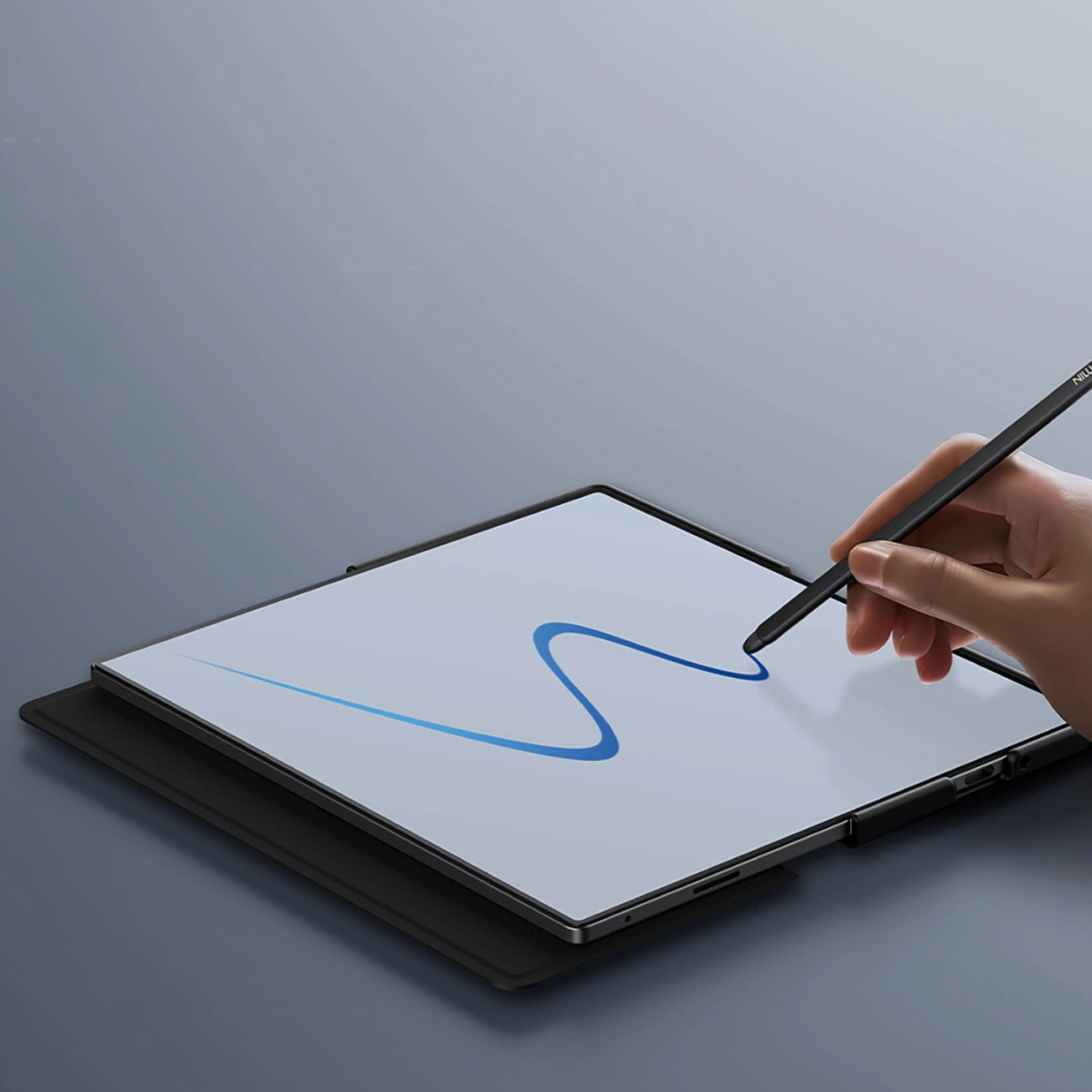 Nillkin Qin Pro Hülle für Samsung Galaxy Z Fold 7 mit S Pen Space - Schwarz