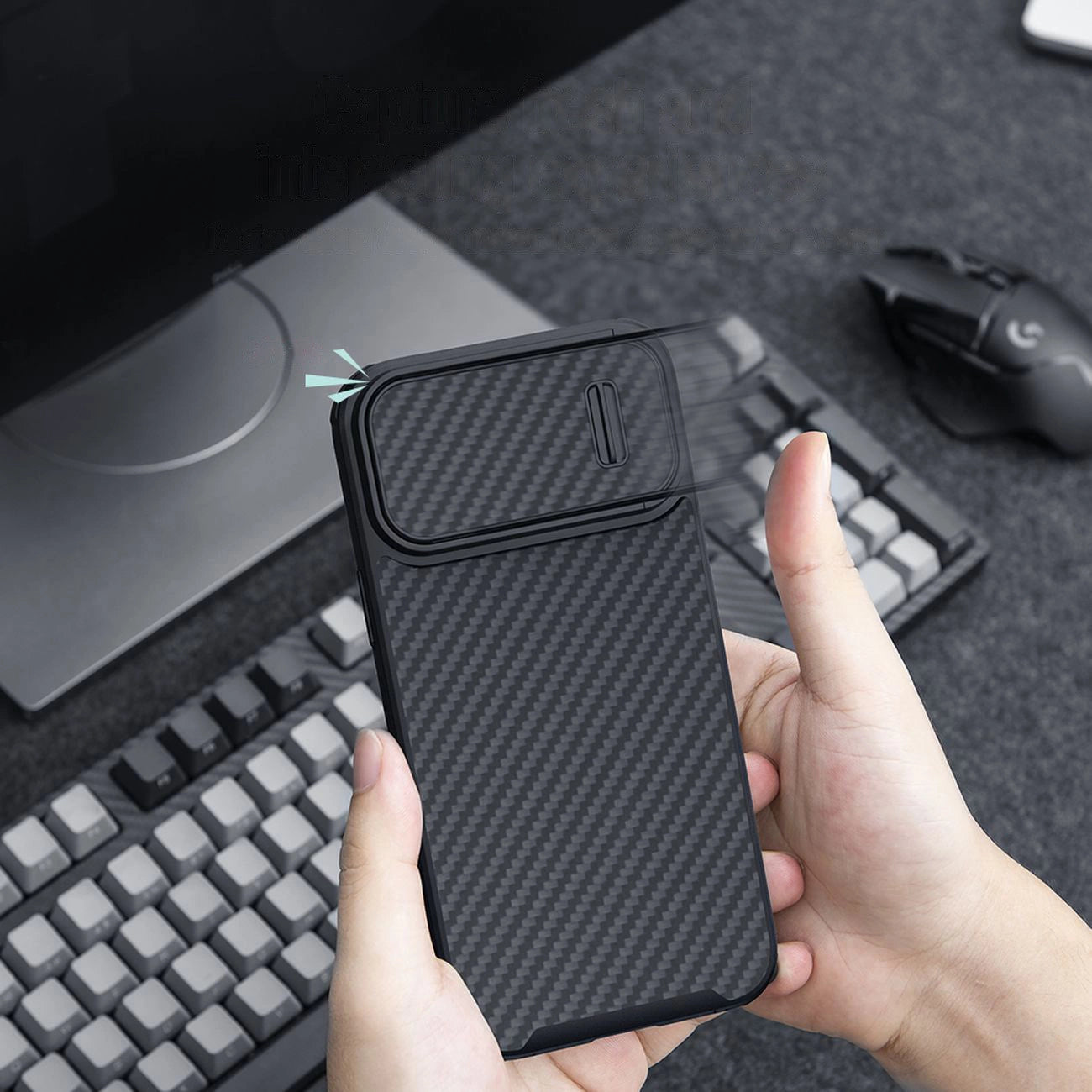 Nillkin Synthetic Fiber S Case iPhone 14 Hülle mit Kameraabdeckung, schwarz
