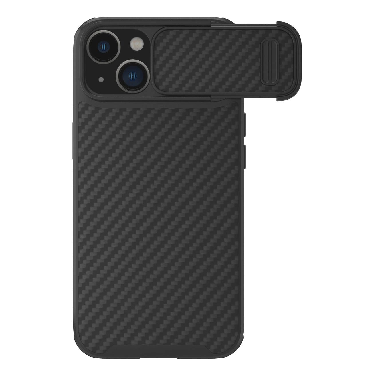 Nillkin Synthetic Fiber S Case iPhone 14 Plus Hülle mit Kameraabdeckung, schwarz