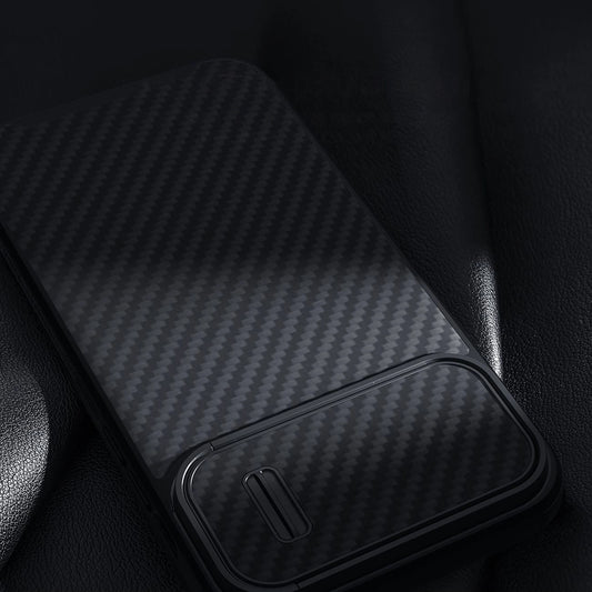 Nillkin Synthetic Fiber S Case iPhone 14 Pro Hülle mit Kameraabdeckung, schwarz