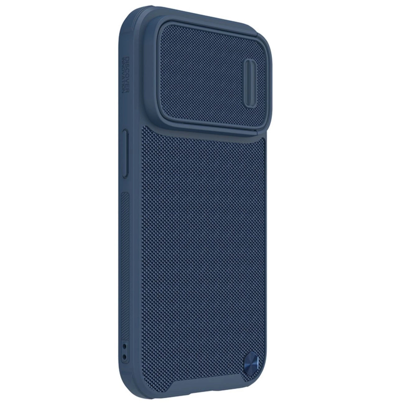 Nillkin Textured S Case für iPhone 14 Pro, gepanzerte Hülle mit Kameraabdeckung, blau