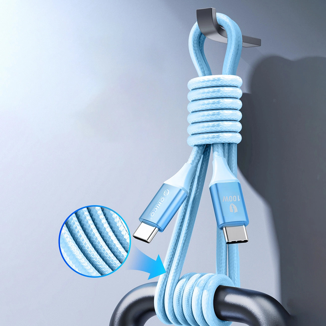 Orico CDX 100W 5A Power Delivery USB-C - USB-C 1m Kabel - Blau