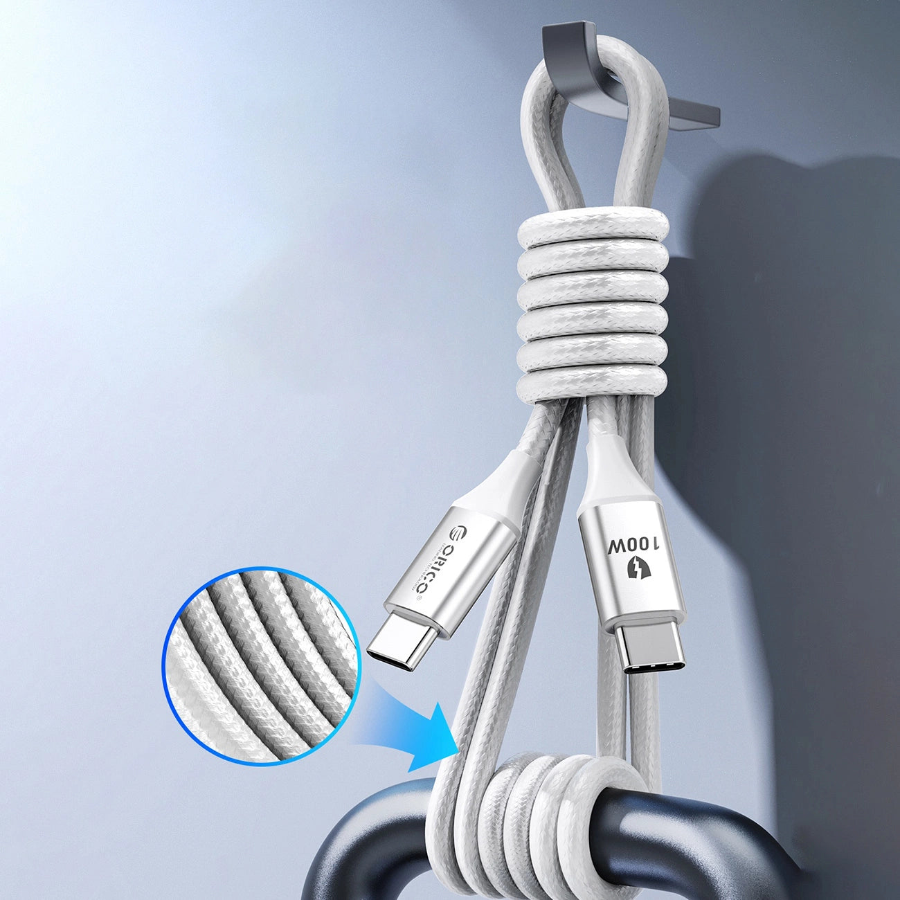 Orico CDX 100W 5A Power Delivery USB-C - USB-C 1m Kabel - Weiß