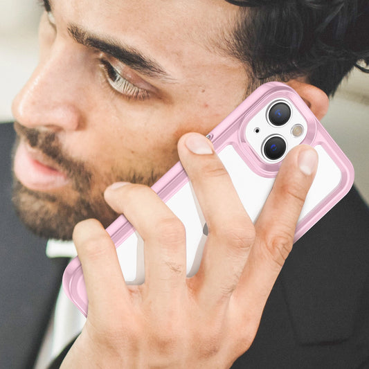 Outer Space Case iPhone 14 Plus Hardcover mit Gelrahmen Pink