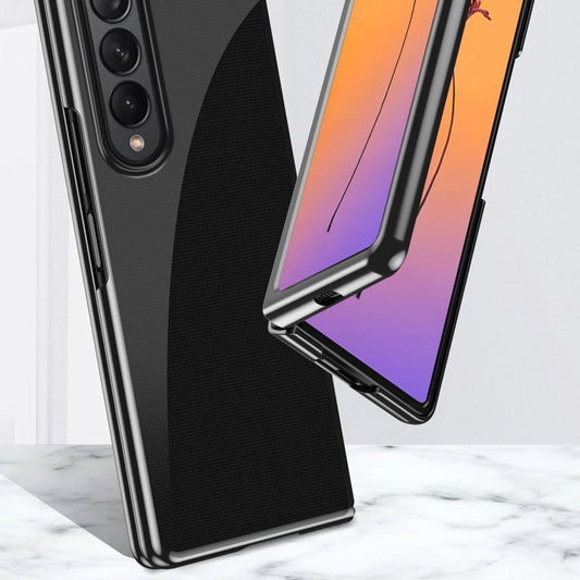 Plating Case Hülle für Samsung Galaxy Z Fold 4 Hülle mit metallischem Rahmen blau
