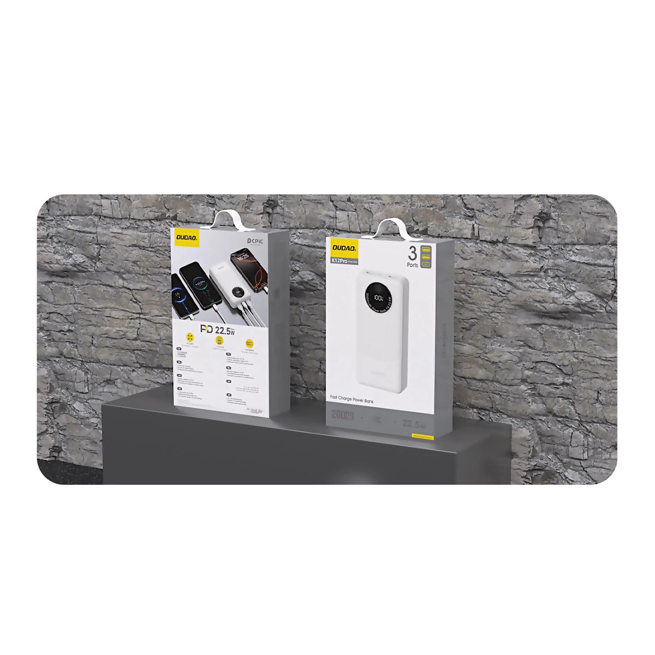 Powerbank Dudao K12Pro 22.5W PD 20000mAh USB-A, USB-C - weiß