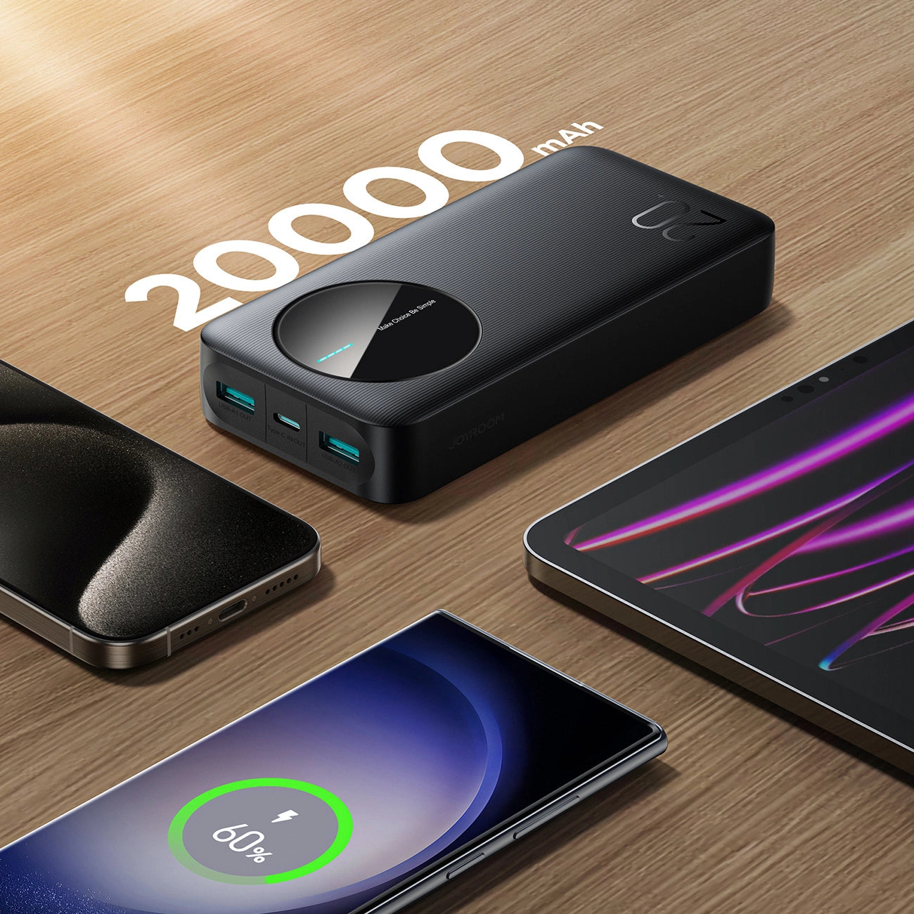 Powerbank Joyroom JR-PBF14 20000mAh 2.4A 2x USB-A 1x USB-C - schwarz