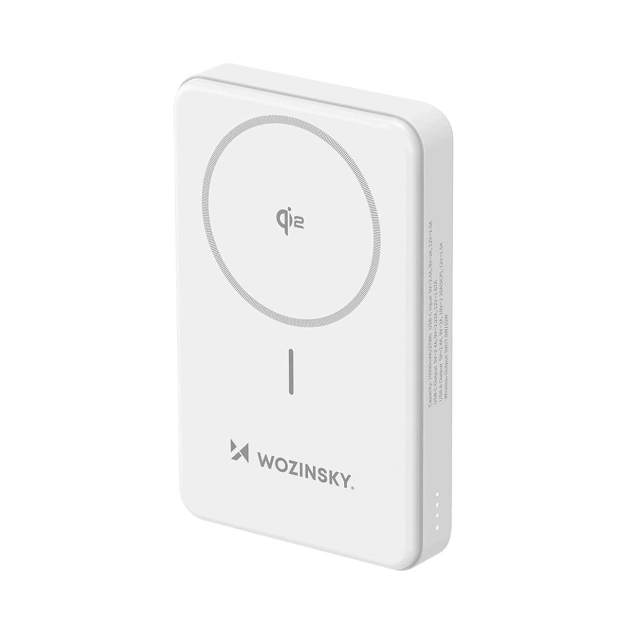Powerbank Wozinsky WLWP-10KA0Y3WS 22,5W PD Qi2 10000 mAh, mit Ständer, 1x USB-A, 1x USB-C - weiß