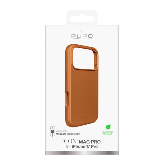 Pure Icon Mag Pro Liquid Silicone Case für iPhone 17 Pro, MagSafe kompatibel, mit Kameraschutz und Aluminiumtasten - Orange