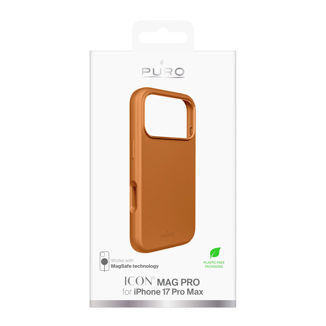 Pure Icon Mag Pro Liquid Silicone Case für iPhone 17 Pro Max, MagSafe kompatibel, mit Kameraschutz und Aluminiumknöpfen - Orange