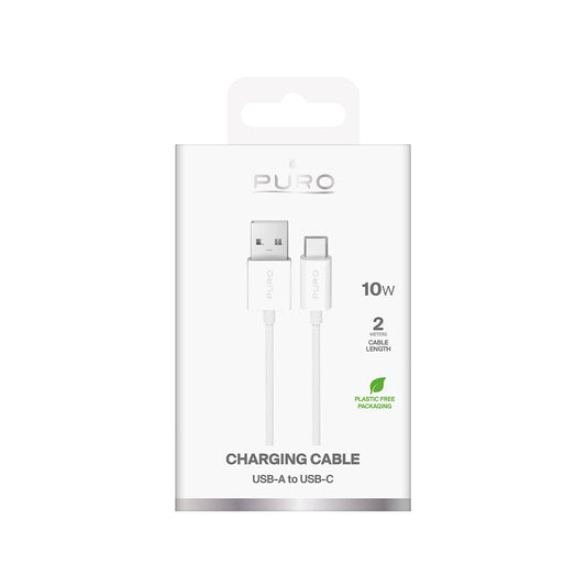 Puro 10W TPE USB-A - USB-C Kabel 2m - Weiß