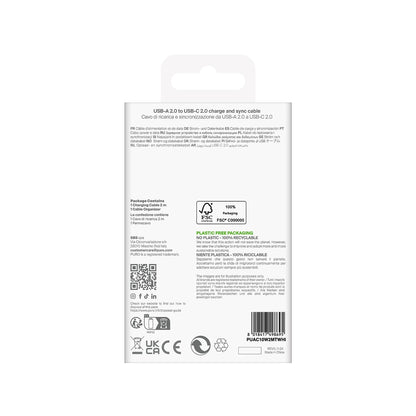 Puro 10W TPE USB-A - USB-C Kabel 2m - Weiß