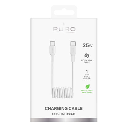 Puro 25W USB-C Spiralkabel - USB-C 1m - Weiß
