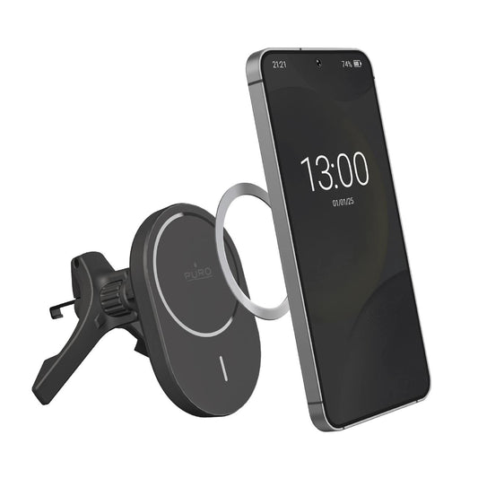 Puro Autohalterung mit Qi2 Ladegerät, MagSafe Kompatibel - Schwarz