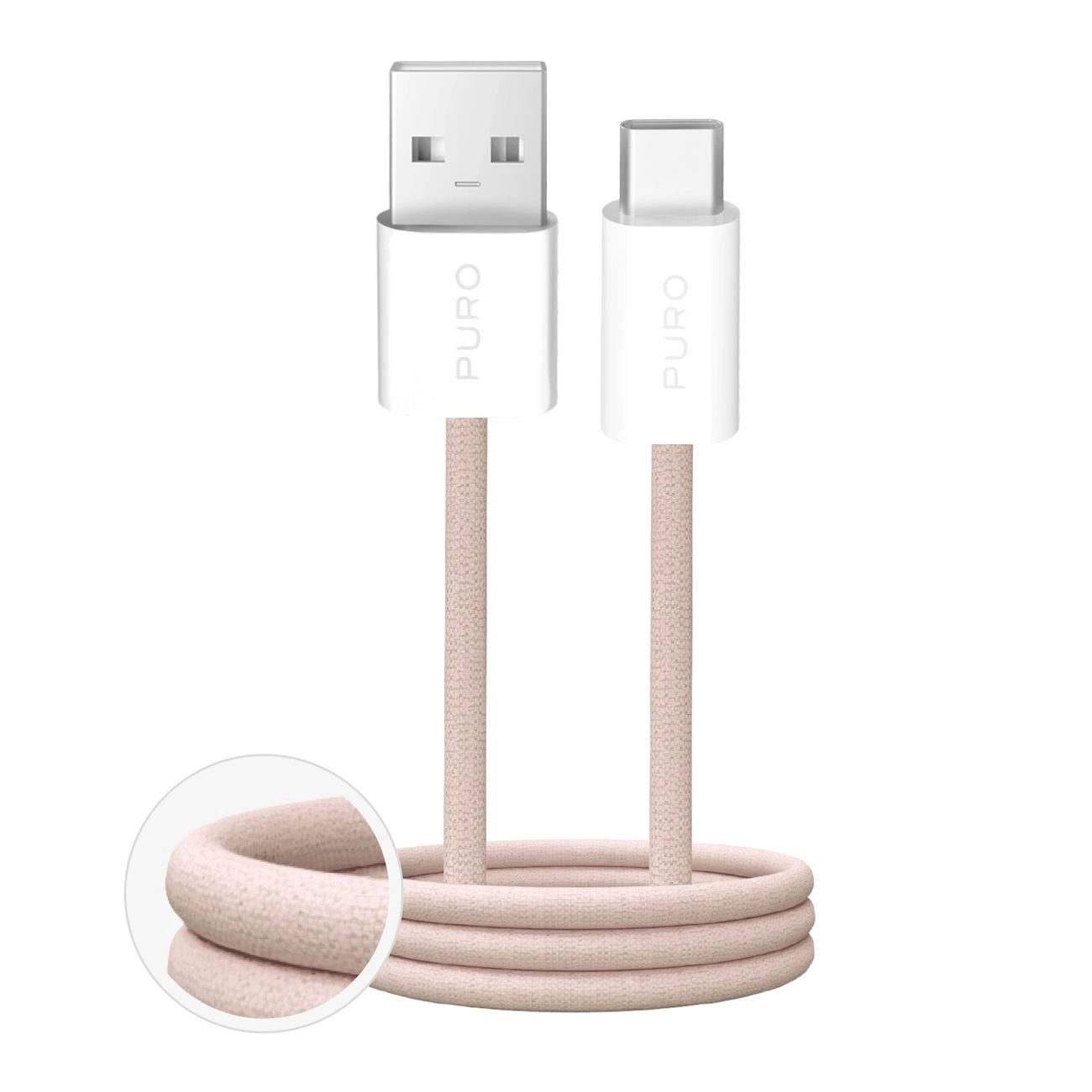 Puro Fabrik 10W Geflochtenes Kabel USB-A - USB-C 1,5m - Beige