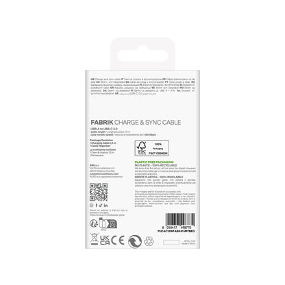 Puro Fabrik 10W Geflochtenes Kabel USB-A - USB-C 1,5m - Beige