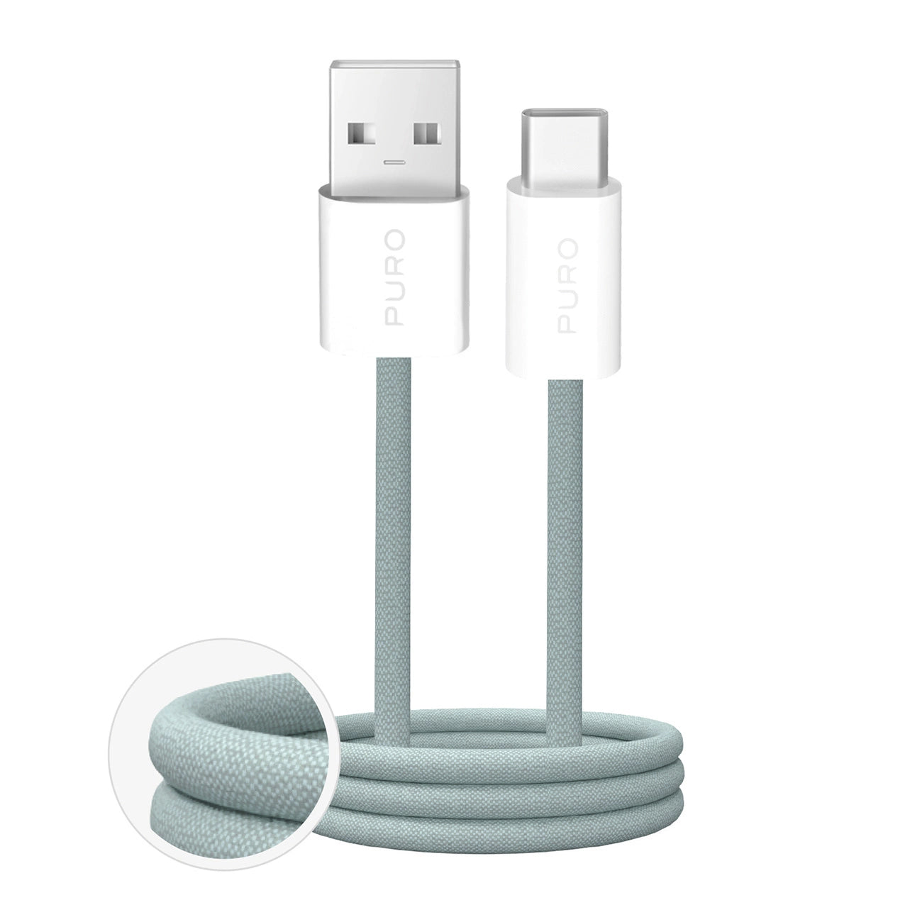 Puro Fabrik 2.0 10W USB-A - USB-C Geflochtenes Kabel 1,5m - Grün