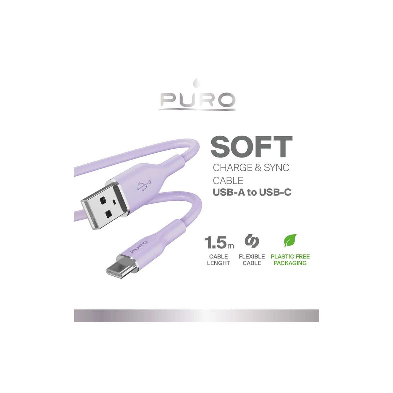 Puro Soft USB-A - USB-C-Kabel 1,5 m - Lila