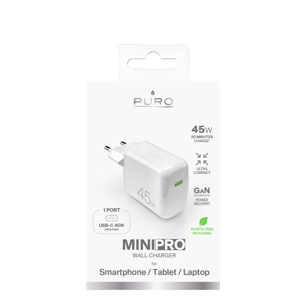 Puro Super Mini 45W PD GaN USB-C Wandladegerät – Weiß