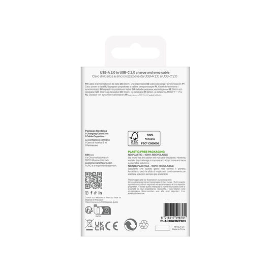 Puro TPE 10W USB-A - USB-C Kabel 3m - Weiß