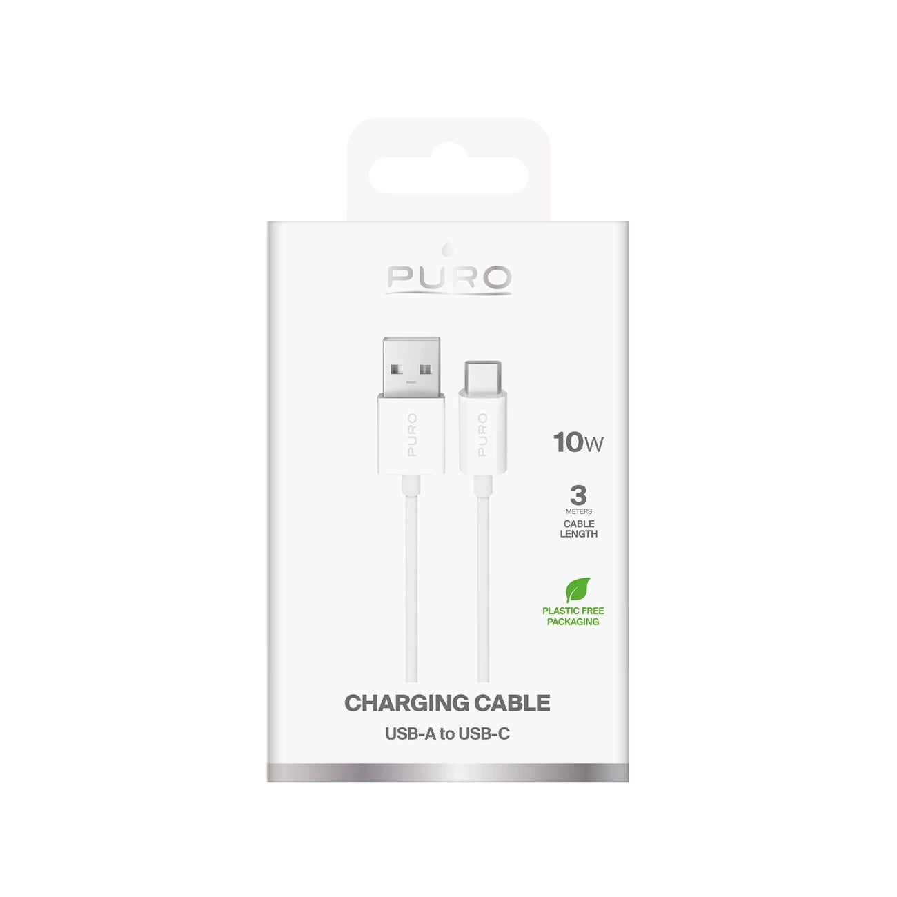 Puro TPE 10W USB-A - USB-C Kabel 3m - Weiß