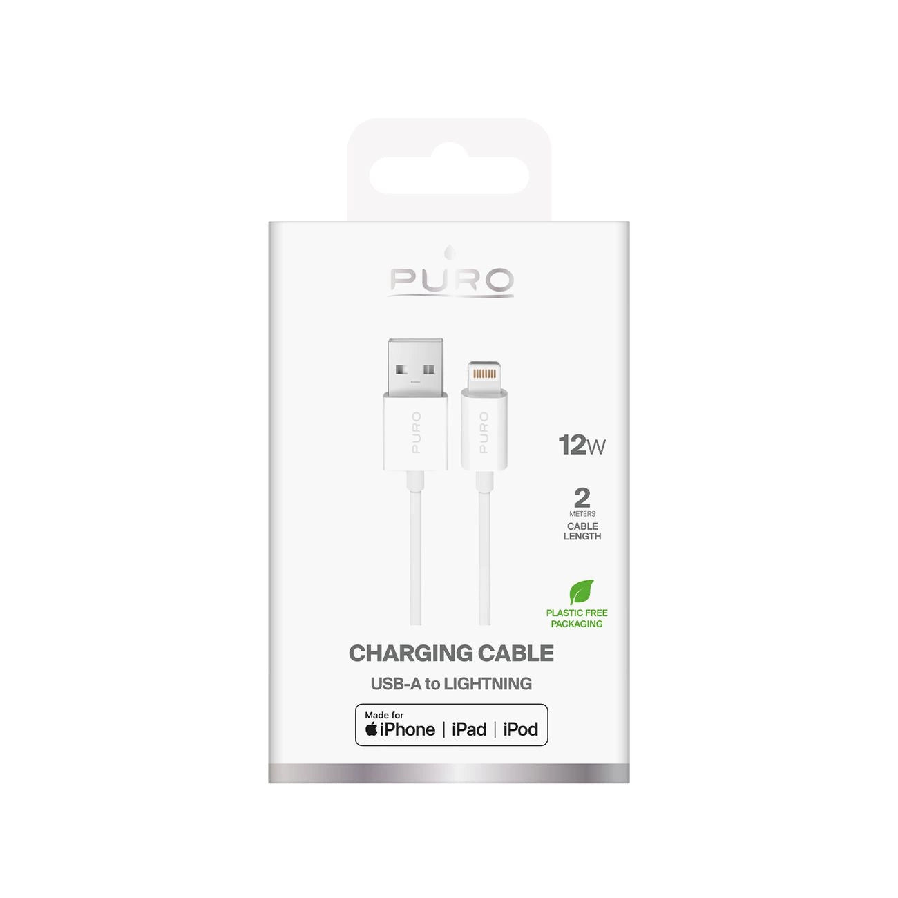Puro TPE 12W USB-A - Lightning Kabel 2m - Weiß