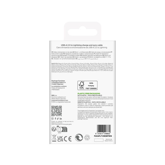 Puro TPE 12W USB-A - Lightning Kabel 2m - Weiß