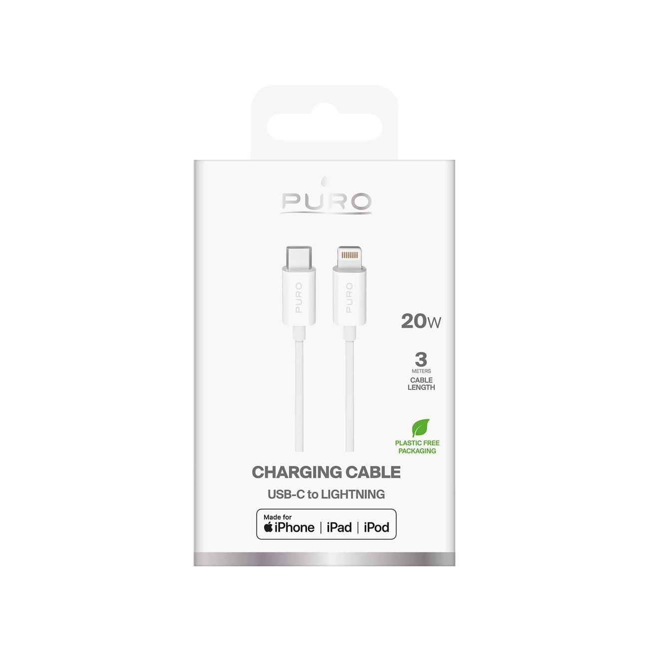 Puro TPE 20W USB-C - Lightning Kabel 3m - Weiß