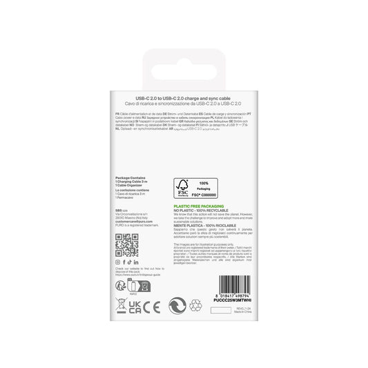 Puro TPE 25W USB-C - USB-C 3m Kabel - Weiß