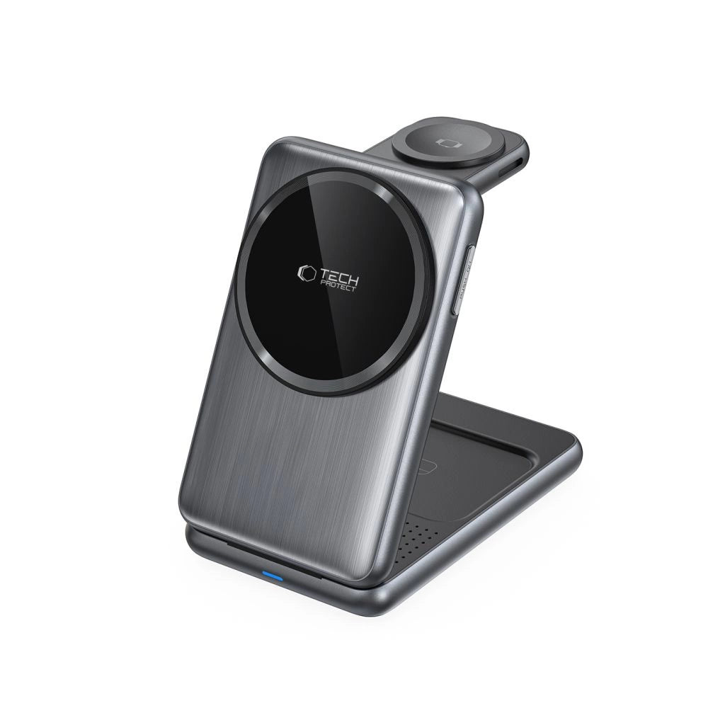 QI15W-A42 3in1 induktives Ladegerät mit MagSafe für Apple-Geräte – Grau