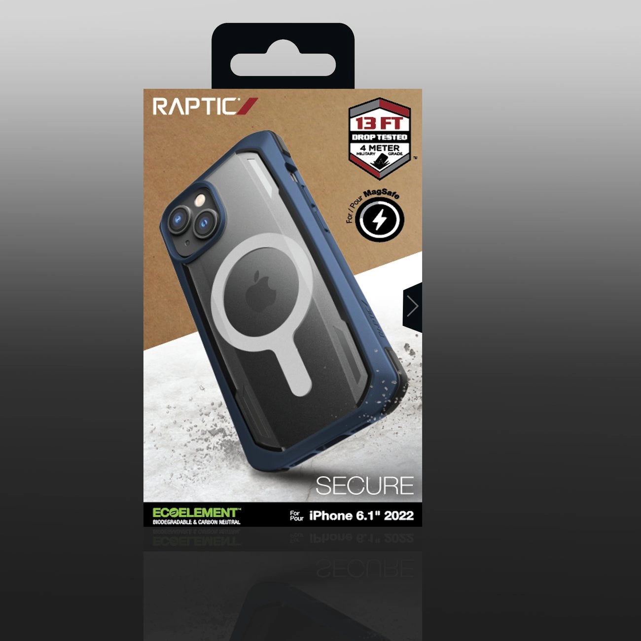 Raptic X-Doria Secure Case iPhone 14 mit gepanzerter blauer MagSafe-Hülle