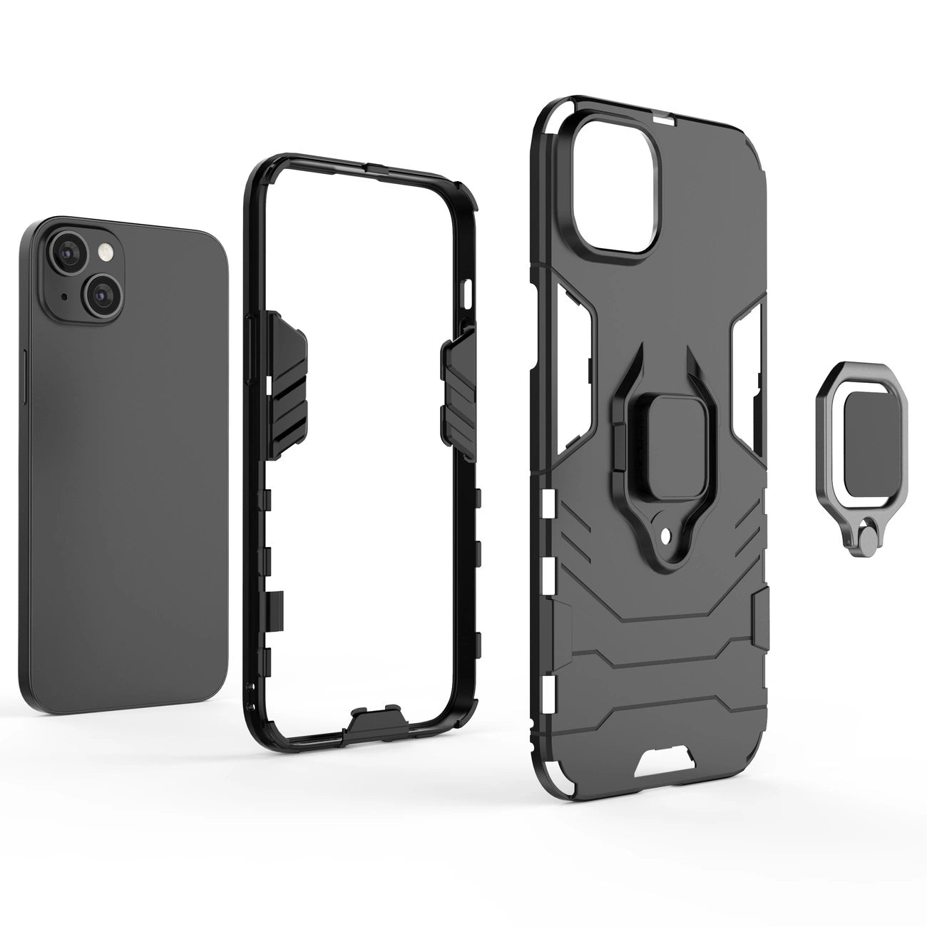 Ring Armor Hülle für iPhone 14 Plus gepanzerte Hülle magnetischer Haltering schwarz