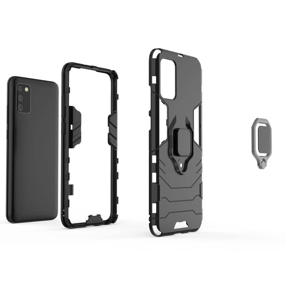Ring Armor Tough Hybrid Case Cover + Magnethalterung für Samsung Galaxy A03s (166,5) schwarz