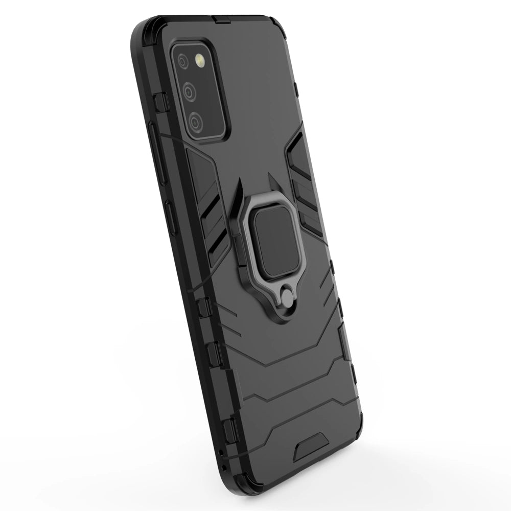Ring Armor Tough Hybrid Case Cover + Magnethalterung für Samsung Galaxy A03s (166,5) schwarz