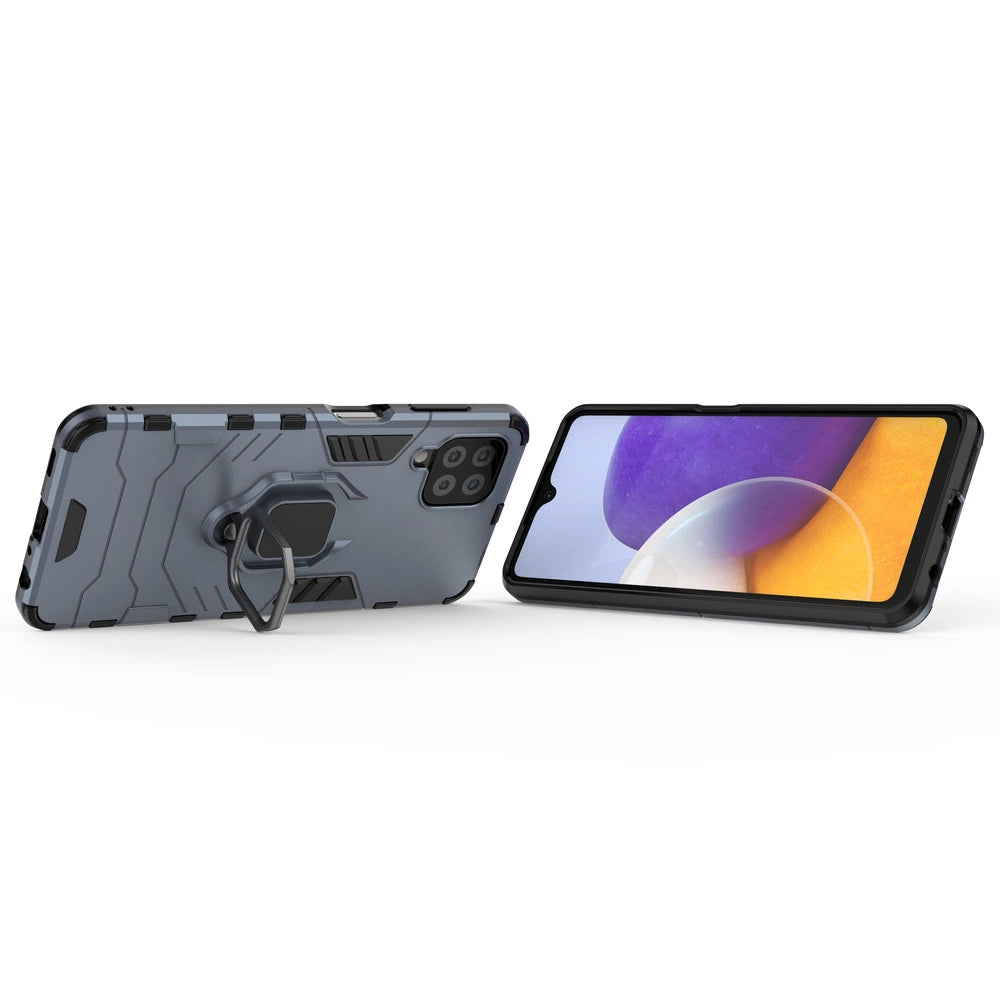 Ring Armor robuste Kickstand TPU/PC Panzer Handyhülle Hard Case für Samsung Galaxy A22 4G blau