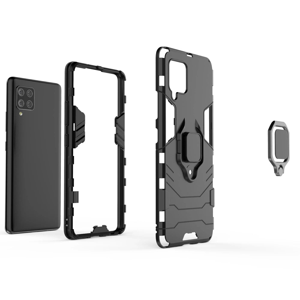 Ring Armor robuste Kickstand TPU/PC Panzer Handyhülle Hard Case für Samsung Galaxy A42 5G blau
