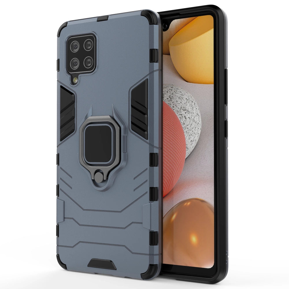 Ring Armor robuste Kickstand TPU/PC Panzer Handyhülle Hard Case für Samsung Galaxy A42 5G blau