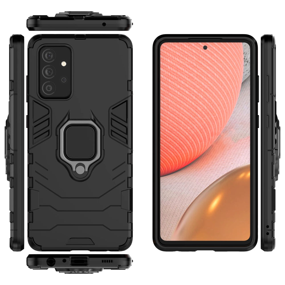 Ring Armor robuste Kickstand TPU/PC Panzer Handyhülle Hard Case für Samsung Galaxy A72 4G schwarz