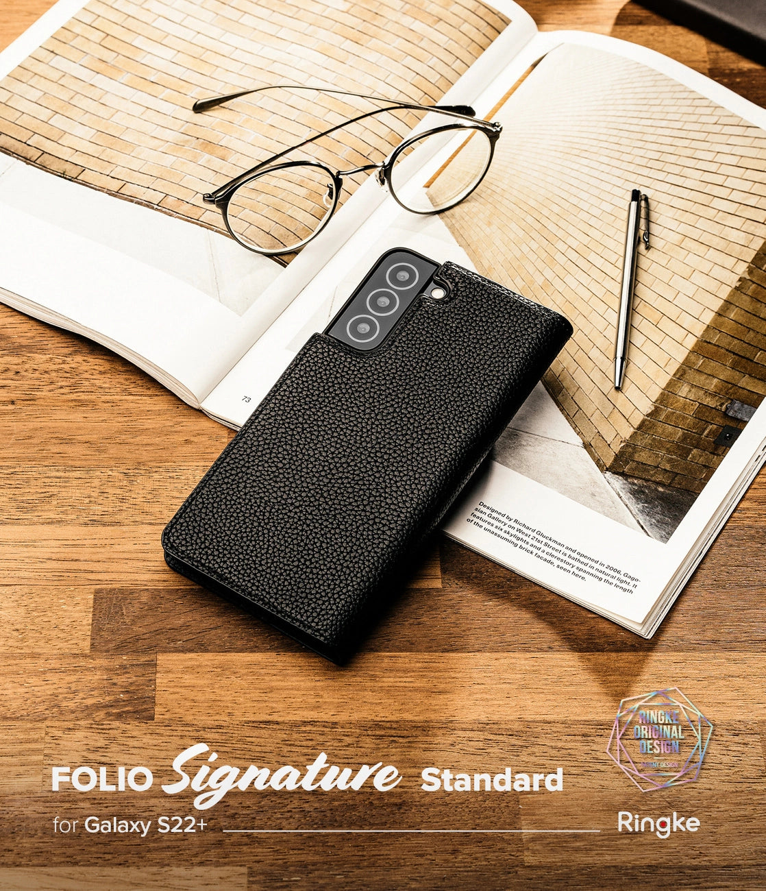 Ringke Folio Signature Flip Leather Case für Samsung Galaxy S22+ (S22 Plus) Schwarz (FSS118R262)