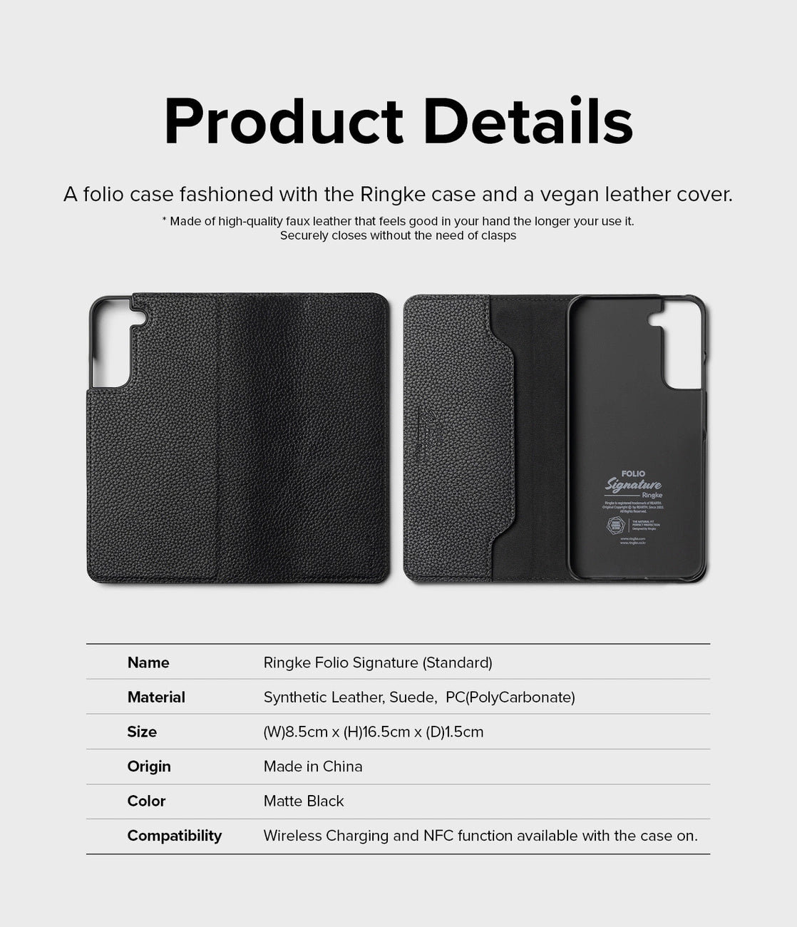 Ringke Folio Signature Flip Leather Case für Samsung Galaxy S22+ (S22 Plus) Schwarz (FSS118R262)