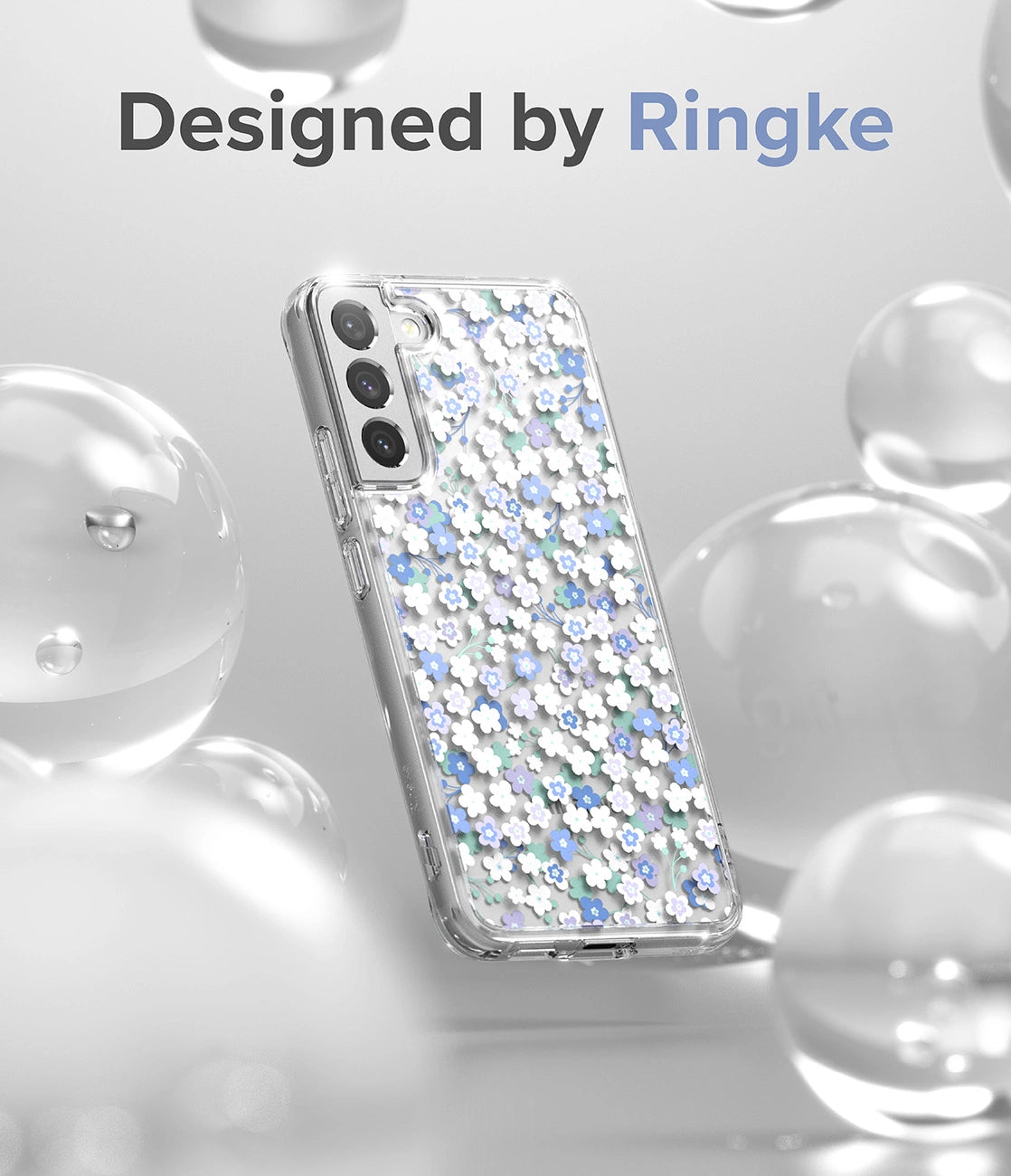 Ringke Fusion Design Armoured Case Cover mit Gelrahmen für Samsung Galaxy S22+ (S22 Plus) transparent (Floral) (F593R31)